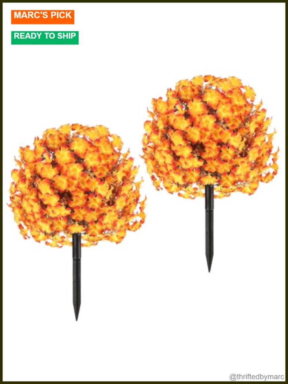 2 Pack Artificial Fall Petunias Topiary Balls Ground Stake